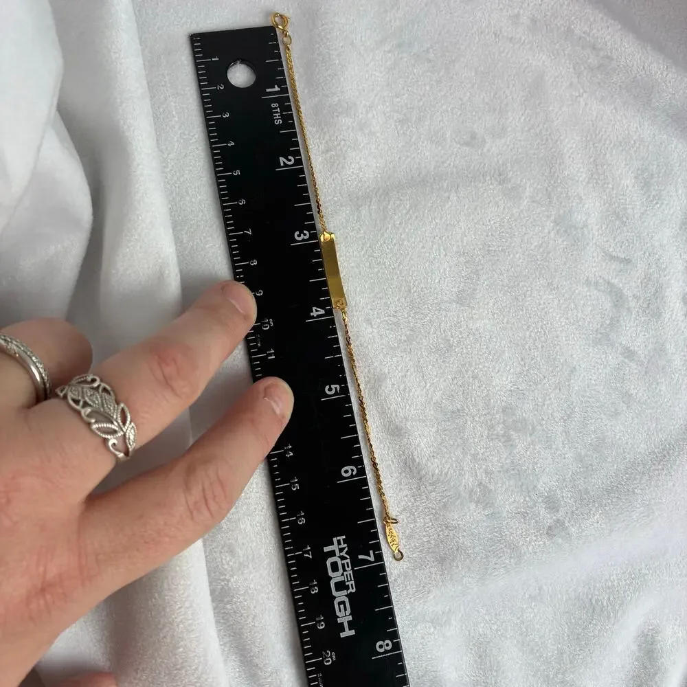 Napier Gold Tone Blank Plate ID Bracelet Dainty Chain 7” Personal Name Engrave